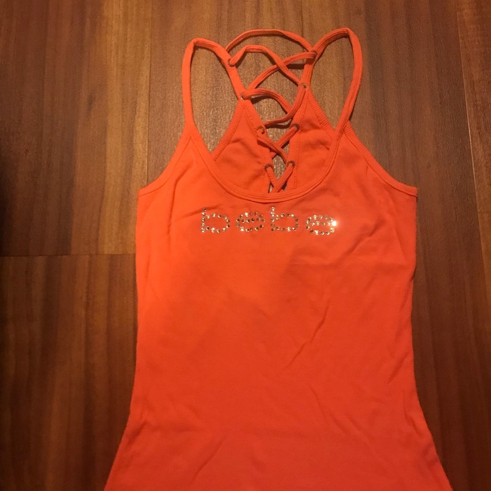 Bebe racer back top with back lacing